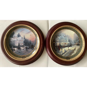 Thomas Kinkade's Cherished Christmas Memories Plates Framed 1st & 2nd Issues